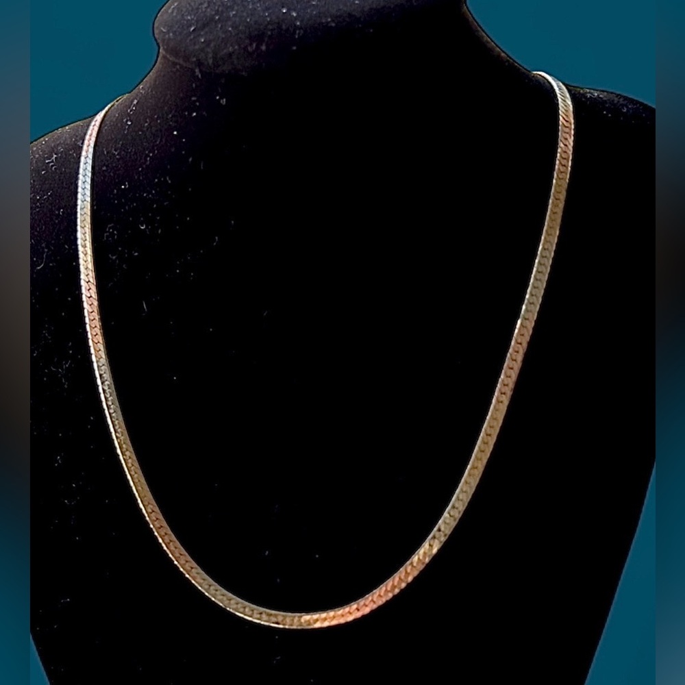 Solid 14K Tri-Colored Ombré Herringbone Chain (Vtg)